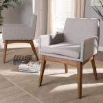 Gray Upholstered Walnut Dining Chairs, Set of 2