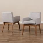 Gray Upholstered Walnut Dining Chairs, Set of 2