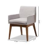 Gray Upholstered Walnut Dining Chairs, Set of 2