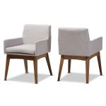 Gray Upholstered Walnut Dining Chairs, Set of 2