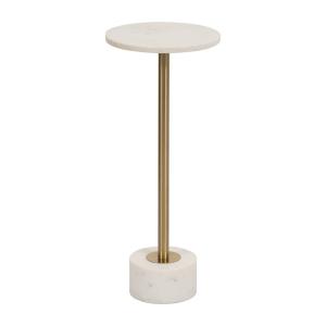 White Marble & Gold Metal Round Cocktail Table