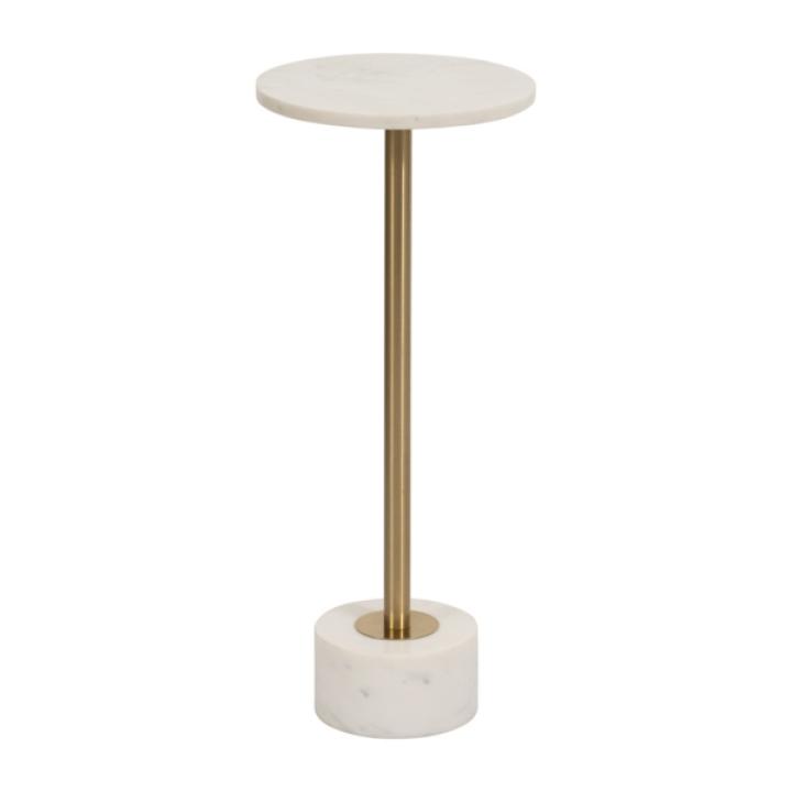 White Marble & Gold Metal Round Cocktail Table