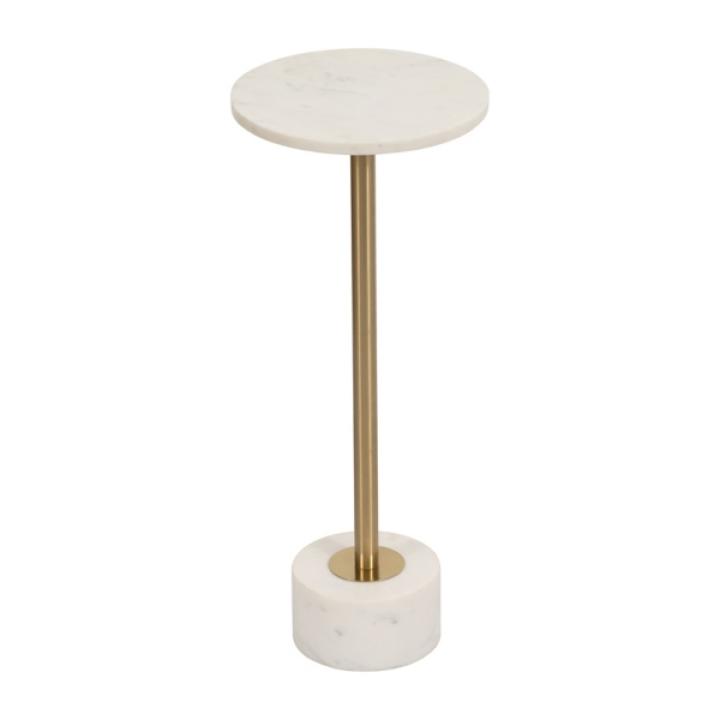White Marble & Gold Metal Round Cocktail Table