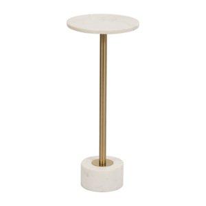White Marble & Gold Metal Round Cocktail Table