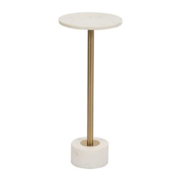White Marble & Gold Metal Round Cocktail Table
