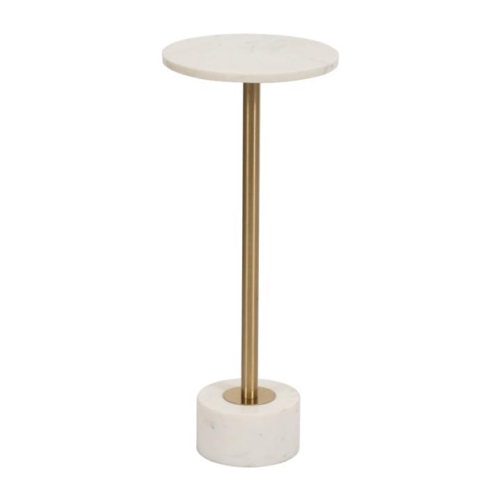 White Marble & Gold Metal Round Cocktail Table