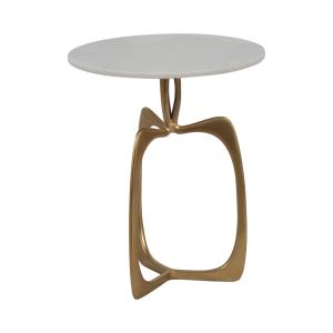 Gold Metal and Marble Modern Abstract Accent Table