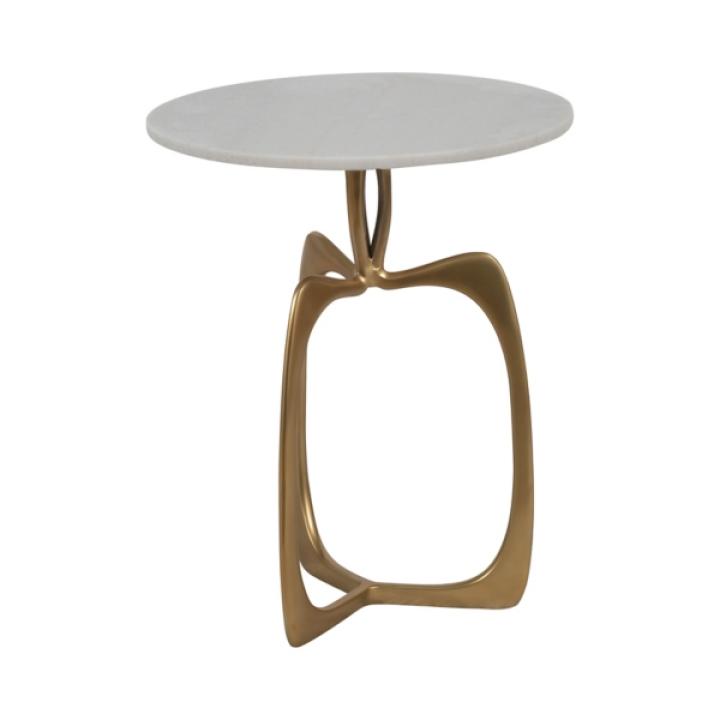 Gold Metal and Marble Modern Abstract Accent Table