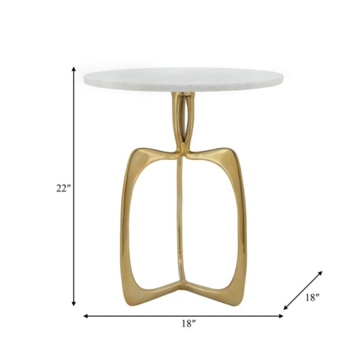 Gold Metal and Marble Modern Abstract Accent Table