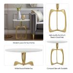 Gold Metal and Marble Modern Abstract Accent Table