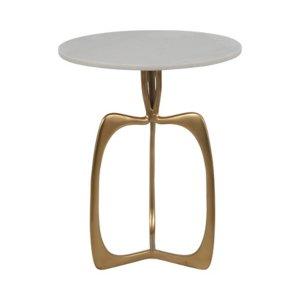 Gold Metal and Marble Modern Abstract Accent Table
