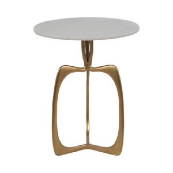 Gold Metal and Marble Modern Abstract Accent Table
