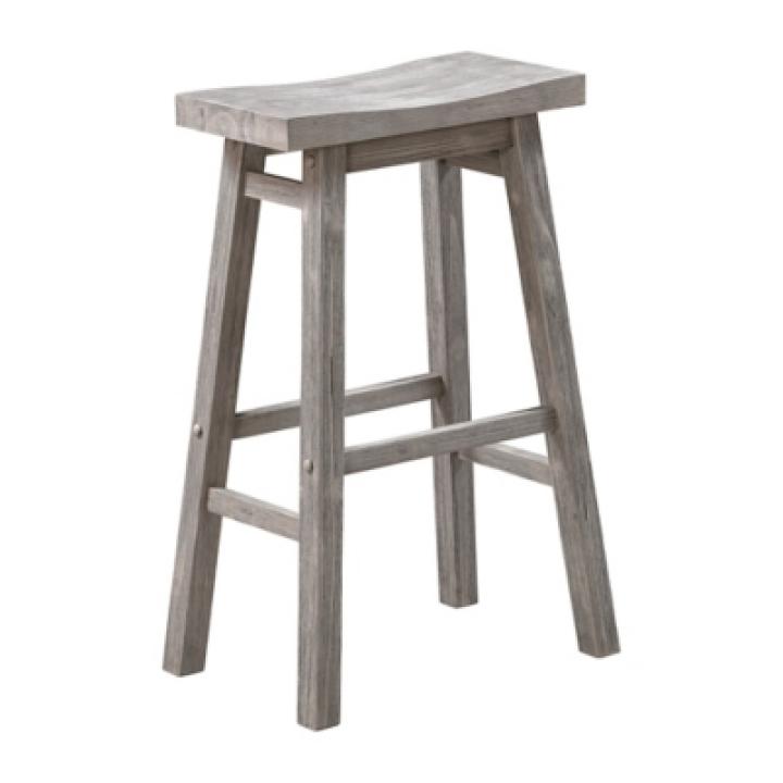 Gray Wire Brush Saddle Bar Stools, Set of 2