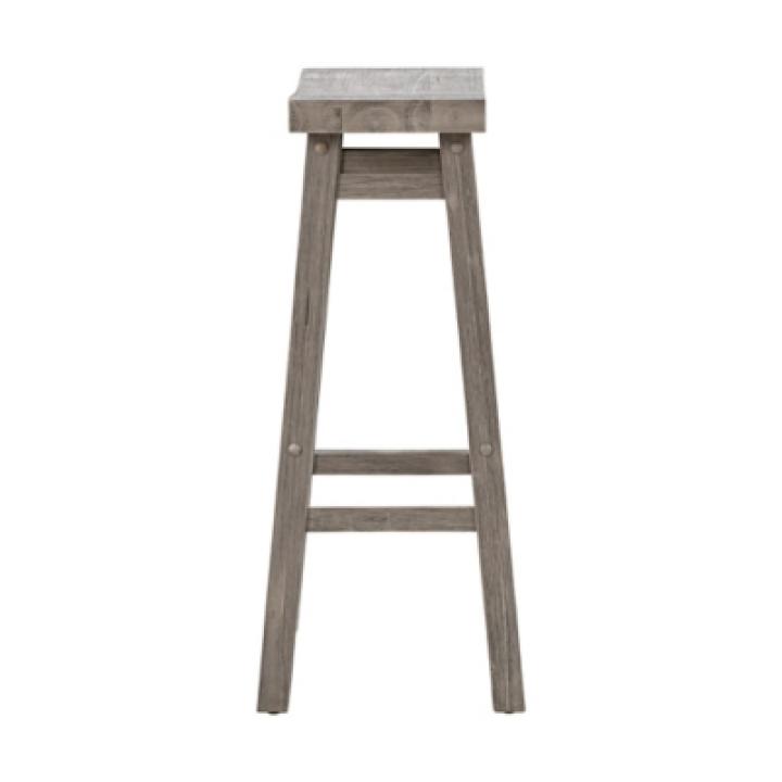 Gray Wire Brush Saddle Bar Stools, Set of 2