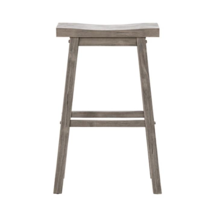 Gray Wire Brush Saddle Bar Stools, Set of 2