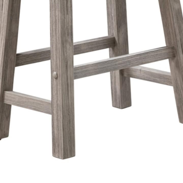 Gray Wire Brush Saddle Bar Stools, Set of 2