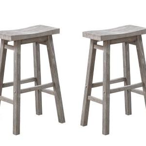 Gray Wire Brush Saddle Bar Stools, Set of 2