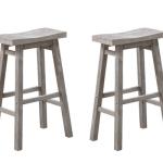 Gray Wire Brush Saddle Bar Stools, Set of 2