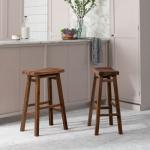 Chestnut Wire Brush Saddle Bar Stools, Set of 2