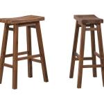 Chestnut Wire Brush Saddle Bar Stools, Set of 2