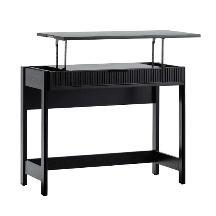 Black Reeded Wood Lift-Top Desk