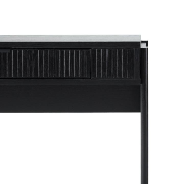Black Reeded Wood Lift-Top Desk