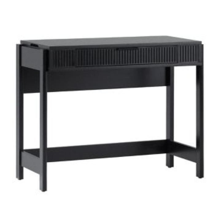 Black Reeded Wood Lift-Top Desk