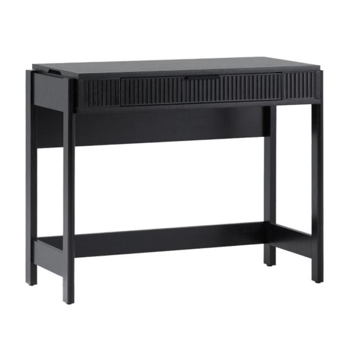 Black Reeded Wood Lift-Top Desk