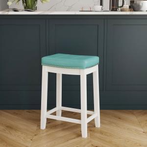 Teal Faux Leather Claridge Counter Stool