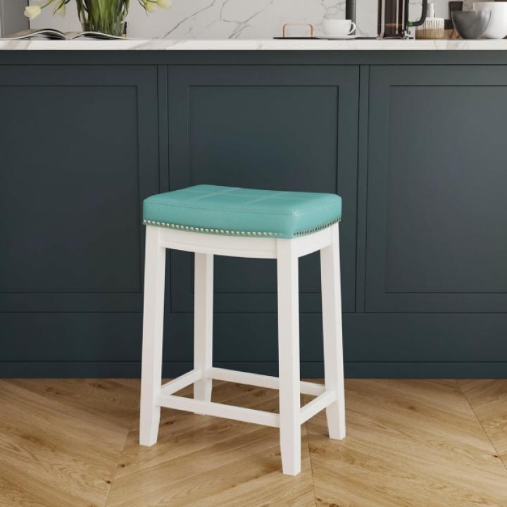 Teal Faux Leather Claridge Counter Stool