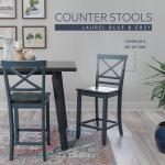 Blue and Gray Wood Aliza Counter Stools, Set of 2