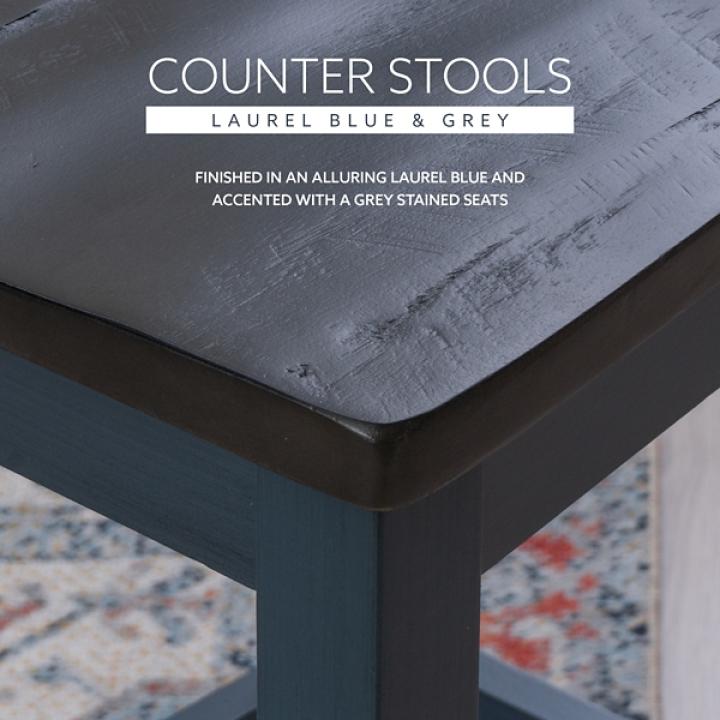Blue and Gray Wood Aliza Counter Stools, Set of 2