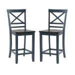 Blue and Gray Wood Aliza Counter Stools, Set of 2