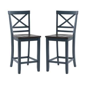 Blue and Gray Wood Aliza Counter Stools, Set of 2