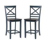 Blue and Gray Wood Aliza Counter Stools, Set of 2