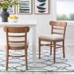Cream Upholstered Wood Dining Chairs, Set of 2