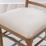 Cream Upholstered Wood Dining Chairs, Set of 2
