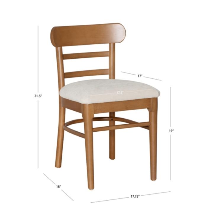 Cream Upholstered Wood Dining Chairs, Set of 2