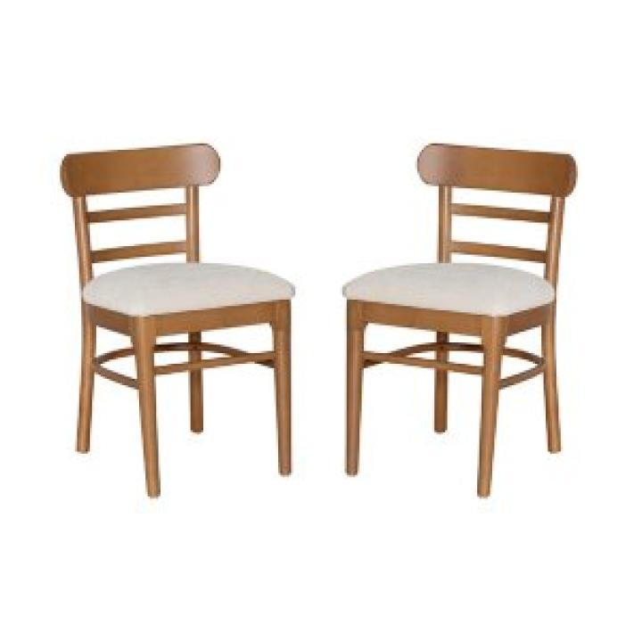 Cream Upholstered Wood Dining Chairs, Set of 2