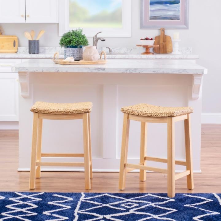 Natural Hyancinth Woven Counter Stool