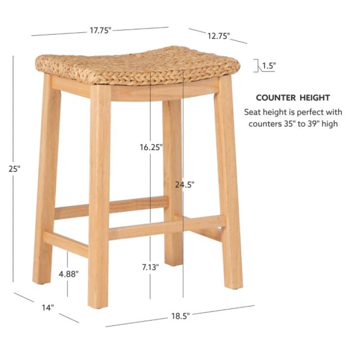 Natural Hyancinth Woven Counter Stool