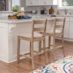 Rustic Graywash Wood Upholstered Counter Stool