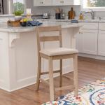 Rustic Graywash Wood Upholstered Counter Stool