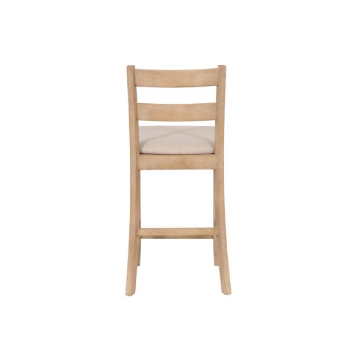 Rustic Graywash Wood Upholstered Counter Stool