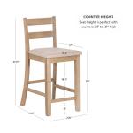 Rustic Graywash Wood Upholstered Counter Stool