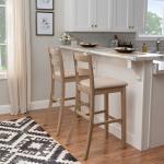 Rustic Graywash Wood Upholstered Bar Stool