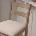 Rustic Graywash Wood Upholstered Bar Stool