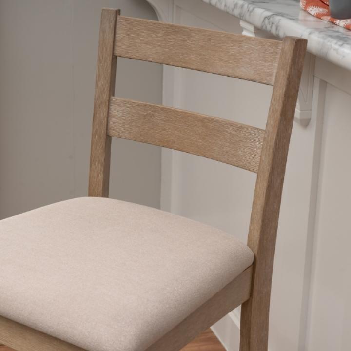 Rustic Graywash Wood Upholstered Bar Stool