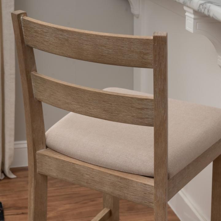 Rustic Graywash Wood Upholstered Bar Stool