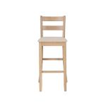 Rustic Graywash Wood Upholstered Bar Stool